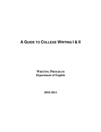A GUIDE TO COLLEGE WRITING I II - Kent State 