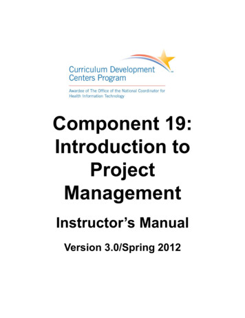 Component 19: Introduction To Project Management