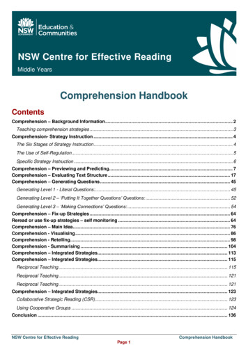 Comprehension Handbook - NSW Centre For Effective Reading