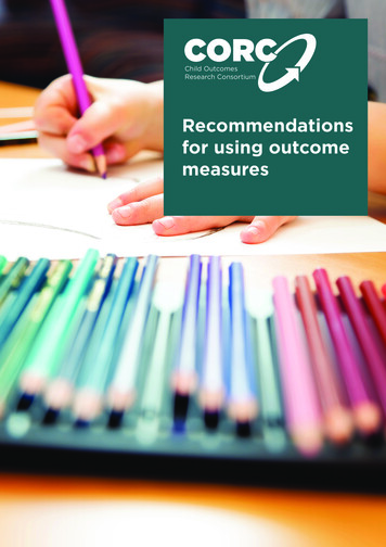 Recommendations For Using Outcome Measures