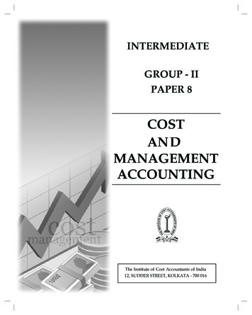 COST AND MANAGEMENT ACCOUNTING - Icmai.in