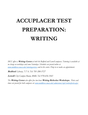 ACCUPLACER TEST PREPARATION: WRITING