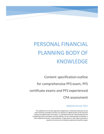 PERSONAL FINANCIAL PLANNING BODY OF KNOWLEDGE