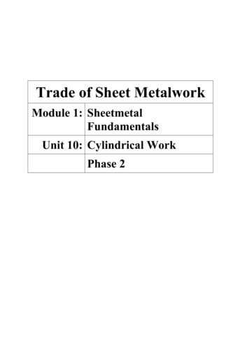 Module 1: Sheetmetal Fundamentals Unit 10: Cylindrical .