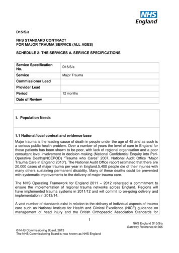 NHS STANDARD CONTRACT FOR MAJOR TRAUMA SERVICE (ALL AGES . - NHS England
