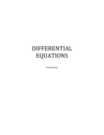 DIFFERENTIAL EQUATIONS - University Of Kentucky