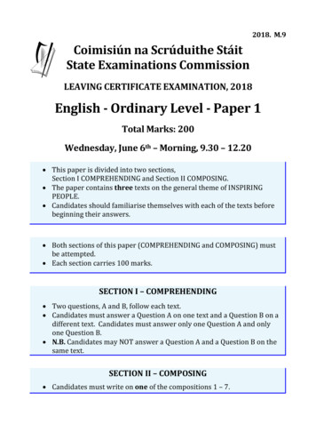 English Ordinary Level Paper 1 - Framework