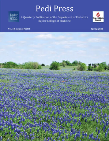 A Quarterly Publication Of The Department Of Pediatrics Baylor College .