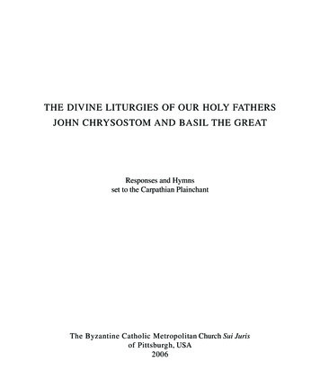 THE DIVINE LITURGIES OF OUR HOLY FATHERS JOHN 