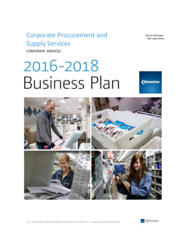Corporate Procurement And Supply Services Business Plan