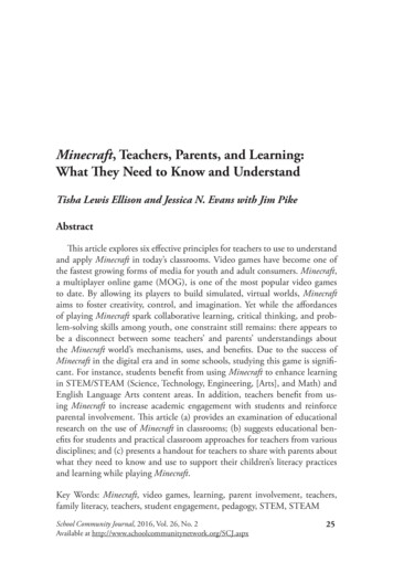 Minecraft, Teachers, Parents, And Learning: What They 
