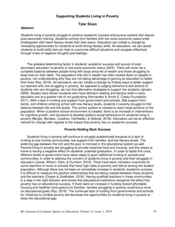 Supporting Students Living In Poverty Tyler Sloan Abstract