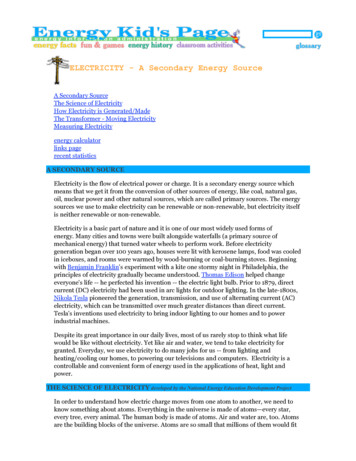 ELECTRICITY - A Secondary Energy Source