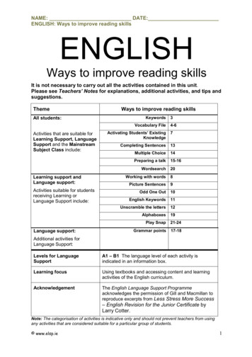 English Topic - Ways To Improve Reading Skills