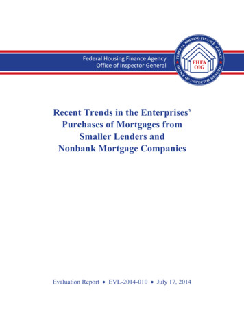 Recent Trends In The Enterprises' Purchases Of Mortgages From Smaller .