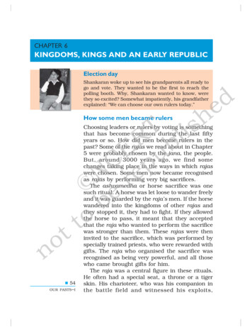 KINGDOMS, KINGS AND AN EARLY REPUBLIC