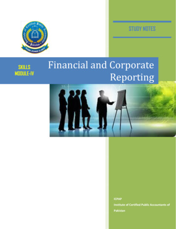 Financial And Corporate Reporting