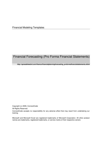 Financial Forecasting (Pro Forma Financial Statements)