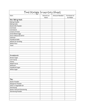 Food Storage Inventory Sheet PDF Free 