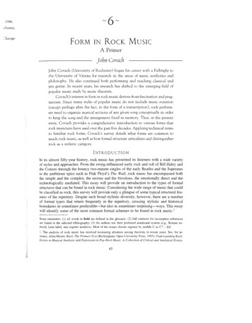 FORM IN ROCK MUSIC - Kent State University