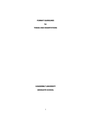 FORMAT GUIDELINES For THESES AND DISSERTATIONS