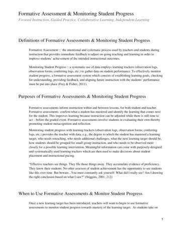 Formative Assessment & Monitoring Student Progress