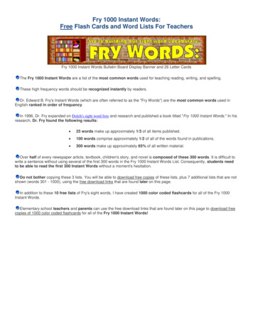Fry 1000 Instant Words: Free Flash Cards And Word Lists .