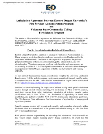 Articulation Agreement Between Eastern Oregon University . - Vol State