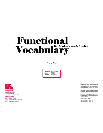 Functional Vocabulary For Adolescents And Adults #1