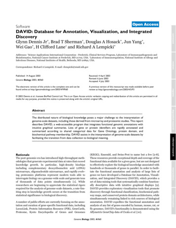 DAVID: Database For Annotation, Visualization, And Integrated Discovery .