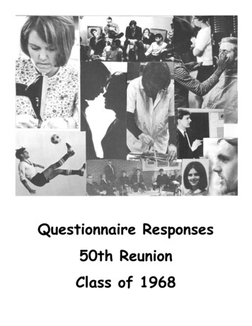 Questionnaire Responses 50th Reunion Class Of 1968 - Goshen College