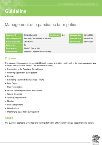 Management Of A Paediatric Burn Patient