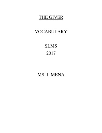 THE GIVER VOCABULARY - RevELAtions