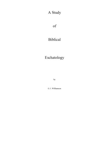 A Study Of Biblical Eschatology - Reformed
