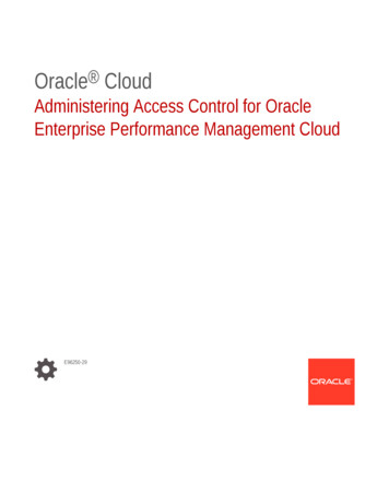 Administering Access Control For Oracle Enterprise Performance .