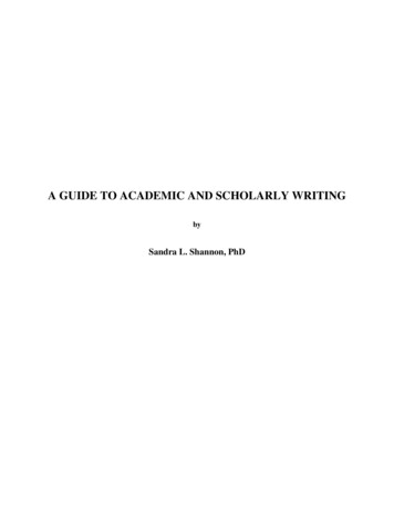 Guide To Academic And Scholarly Writing