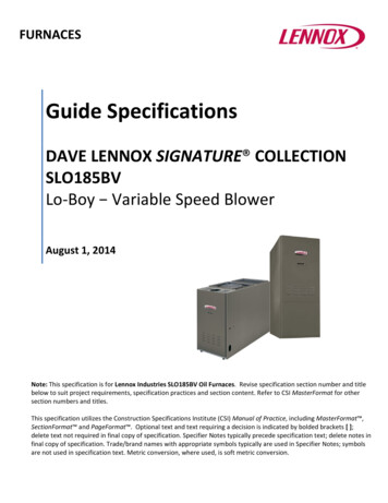DAVE LENNOX SIGNATURE COLLECTION SLO185BV