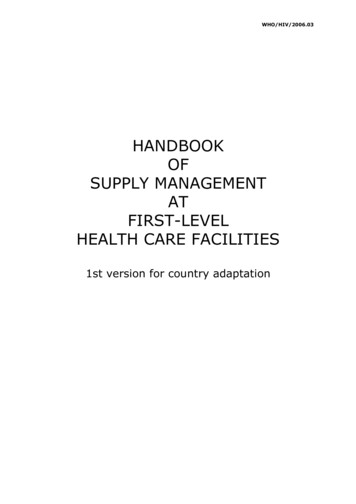 Handbook For Supply Management - WHO