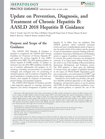 Update On Prevention, Diagnosis, And Treatment Of Chronic Hepatitis B .