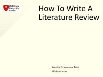 How To Write A Literature Review - Middlesex University