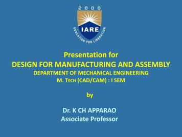 Presentation For DESIGN FOR MANUFACTURING AND 