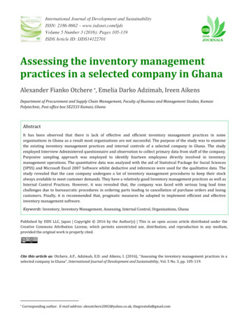 Assessing The Inventory Management Practices In A Selected .
