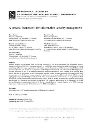 A Process Framework For Information Security Management