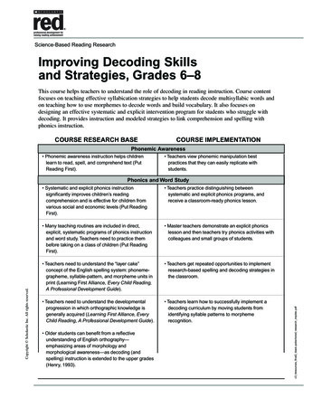 Improving Decoding Skills And Strategies, Grades 6–8