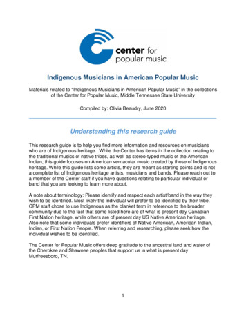 Indigenous Musicians In American Popular Music