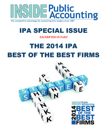 Excerpted In Part The 2014 Ipa Best Of The Best Firms