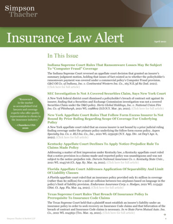 Insurance Law Alert - Simpson Thacher & Bartlett