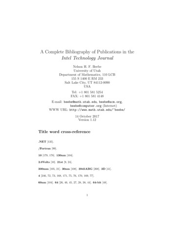 A Complete Bibliography Of Publications In The Intel Technology Journal
