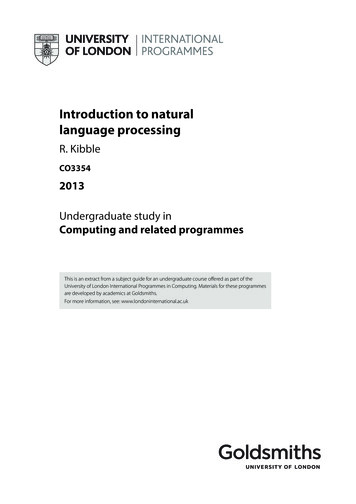 Introduction To Natural Language Processing