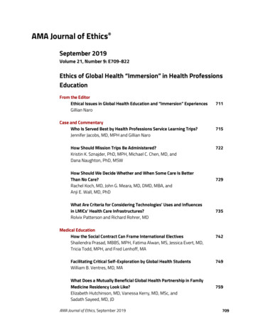 Volume 21, Number 9: E709-822 - AMA Journal Of Ethics